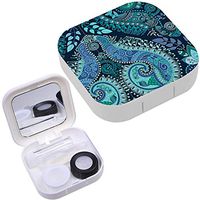 Portable Contact Lens Case Box Travel Kit Mirror + Bottle + Tweezers Container Holder [ Ethnic Fantasy Floral ]