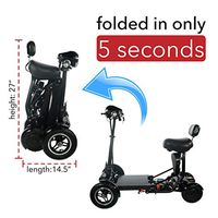 2020 Model Foldable Lightweight Li-on Battery Power Mobility Scooters Easy Travel Electric Wheelchair Multi Terrain Scooter for Adults with Child Seat (Black)