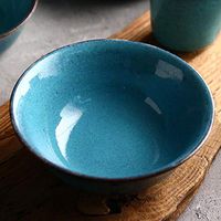 BBSEQ Glass Bowl with Glossy Finish in Ocean Colors - Food Safe Dishware - Easy to Clean Home Décor Decorative Bowl.