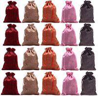 IBLUE 5”*7” Burlap Gift Pouches 20 Pack Drawstring Party Jewelry Wedding Favor Bag Candy Snack Sacks for DIY Craft Christmas Birthday P004 (Mixed Color)