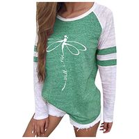 Women Long Sleeve Blouses Fashion Casual Loose Dragonfly Print Round Neck 2019 Autumn Winter New Long Sleeve Tops Pullover Tunic T-Shirt Tees Sport Sweatshirt, Viviplus Clothing