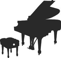 hBARSCI Baby Grand Piano Vinyl Decal - 5 Inches - for Cars, Trucks, Windows, Laptops, Tablets, Outdoor-Grade 2.5mil Thick Vinyl - Matte Black
