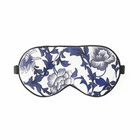 Orose Silk Eye Mask for Sleep and Block Lights,Adjustable Breathable Lightweight (Standard,Blue and White)