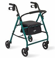 Medline Standard Steel Folding Rollator Walker with 6" Wheels, Green