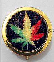 BlackKey Multicolor Marijuana Weed Leaf 3-Compartment Decorative Pocket Gift Box Case Organizer for Pill, Color 2 -323