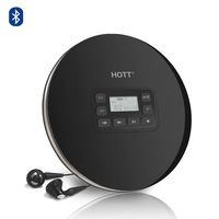 Hott Portable Bluetooth CD Player - CD611T - Compact Anti-Skip Shock Proof Music MP3 & Disc Player with Stereo Earbuds - for Kids & Adults - Home Car & Travel - Black