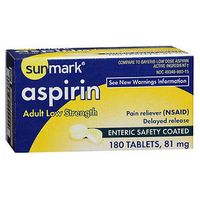 Sunmark Aspirin Adult Low Strength 81 mg Enteric Safety Coated Tablets - 180 ct, Pack of 4