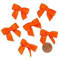 Pre-Tied Tiny Satin Bows - 1-3/8" X 1"- Orange - Package 50