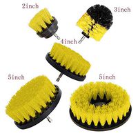 Stiff Bristle 5 Piece Drill Brush Nylon Cordless Drill Powered Spinning Brush Heavy Duty Scrubbing-Scrub Brush Drill Attachment Kit #7776(Yellow, 5PCS)