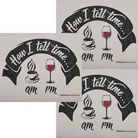 How I Tell Time Wine Set of 3 Each Swedish Dishcloths | ECO Friendly Absorbent Cleaning Cloth | Reusable Cleaning Wipes