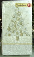 32 Ct Punch Studio #99533 Gold Shimmer Tree Guest Towels / Dinner Napkins Christmas Holiday