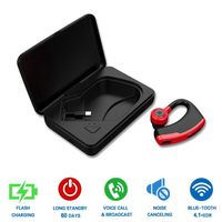 Goglor Bluetooth Earbud Earpieces,Upgrade V10 Wireless V4.1 Earphones,Noise Canceling/Hands-Free/Stereo Voice Headphone Ear-Plug for iPhone Android-60 Day Standby Headset W/Mic Charging Box (Red)