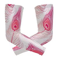 LEVEIS Peacock Feather Arm Sleeves UV Protection for Men Women Sunblock Protective Gloves Running Golf Cycling Driving Long Arm Cover 1 Pair