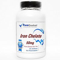 Iron Chelate 50mg // 200 Capsules // Pure // by PureControl Supplements