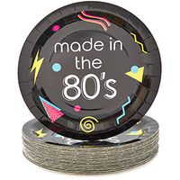 80s Birthday Party Plates (9 in., 48 Pack)
