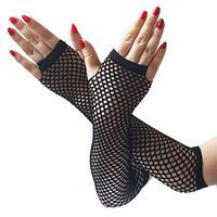 Lyperkin Long Fingerless Gloves, Premium Neon Sexy Long Fingerless Fishnet Lace High Elasticity Gloves for Ladies and Girls
