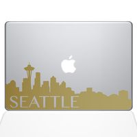 The Decal Guru Seattle Skyline Decal Vinyl Sticker, 12" MacBook, Gold (2331-MAC-12M-G)