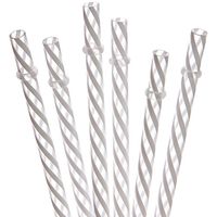 Dakoufish 12 Piece 9 Inch Reusable Plastic Thick Drinking Straws BPA Free Mason Jar Straws transparent small Stripe 6 Colors