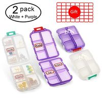 2Pack Pill case Travel Pill Organizer, Pill Box for Purse Vitamin Fish Oil 10 Compartments Container Medicine Box by Muchengbao