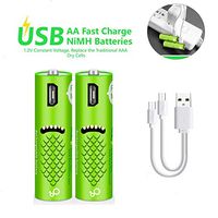 Mayuy UL Approved Rechargeable AA Batteries 1000mAh Battery with USB Ports High Capacity 1.2V NiMH Low Self Discharge Rechargeable Battery AA Charging by USB Cable(2 Pack+ USB Cable)