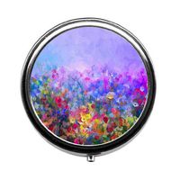 Qien BaiSei Abstract Hand Drawn Watercolor Flowers Pill Box/Pill Case-Round Pill Box/Case- Three-Compartment Pill Box/Pill Case