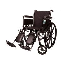Lightweight Folding Transport Wheelchair by Healthline Trading, Ultra Light Manual Medical Wheelchair, Comfortable Detachable Full Arm and Removable Elevating Legrests, 20 Inch