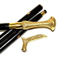 Nautical Gift Decor Vintage Designer Elegant Engraved Handle Brass Made Teak Wood Walking Stick Cane