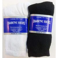 6 Pairs of Mens Black and White Diabetic Crew Socks 13-15 Size Made in USA