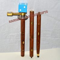 BLUE DICE HEAD BRASS PIPE WOODEN WALKING STICK