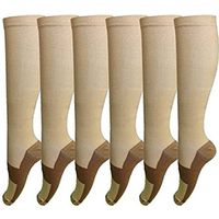 Compression Socks - Premium Design for Men and Women Everyday Use Running Pregnancy Flight & Travel Nursing Best Athletic Fit - Boost Stamina Circulation & Recovery (Beige/Cu, XXL, 3 Pr)