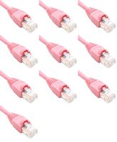 2 Feet Cat6 Ethernet Network Patch Cables Pink RJ45 m/m (10 Pack)