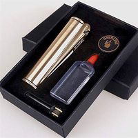 CLIPPER Flip Top"Oil Petrol Gasoline" Classic Metal Cigarette Lighter with Katzone Gift Set (Bronze)
