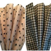 Printed Tissue Paper for Gift Wrapping Two Pattern Bundle: Dog Paw Print/Black & Tan Gingham Check Tissue Paper, 24 Large Sheets, 20x30