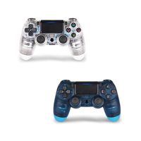 2 Pack Controller for PS4,Wireless Controller for Playstation 4 with Dual Vibration Game Joystick (Transparent Blue and Transparent White)