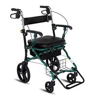 Cooralledtooere Elderly Walkers with 4 Wheels，Folding Transport Chair with Foot Rests - Foldable Wheel Chair for Travel and Storage