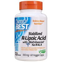 Doctor’s Best Stabilized R-Lipoic Acid with BioEnhanced Na-RALA, Non-GMO, Gluten Free, Vegan, Helps Maintain Blood Sugar Levels, 100 mg 60 Veggie Caps