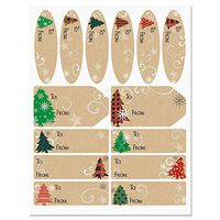 CURRENT Plaid Trees on Kraft Labels - Set of 42 Gift Tags
