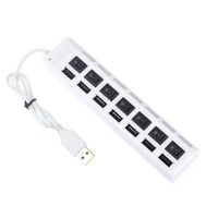7 Ports USB Adapter Hub LED Light Power On/Off Switch for PC Laptop 1PC