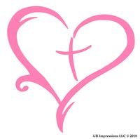 UR Impressions Pnk Heart Cross Christian Decal Vinyl Sticker Graphics for Cars Trucks SUV Vans Walls Windows Laptop|Pink|5.5 Inch|URI036-P