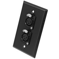 Seismic Audio SA-PLATE3 Black Stainless Steel Wall Plate with Dual XLR Female Connectors