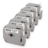 MK231 MK-231 12mm 0.47 Inch M Tape Compatible Brother M-K231S M231 White P-Touch M Tape 12mm x 8m for Brother Label Maker Ptouch PT-90 PT-M95 PT-45M PT-65, 5 Pack