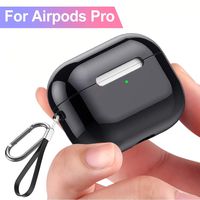 UMTELE Upgrade Case Compatible for Apple Airpods Pro 2019 with Keychain, Soft TPU Plated Skin Shockproof Protective Cute Cover Compatible with Apple Airpods Pro 2019[Front LED Visible]- Shiny Black