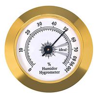 Precision Round Cigar Hygrometer for Cigar Boxes, Cigar Cabinets, Cigar Cans, 2 in, Gold