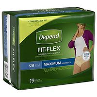 Depend Underwear for Women, Maximum, S/M (28-40 Inch), Pack/19