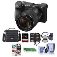 Sony Alpha A6500 Mirrorless Camera with 18-135mm f/3.5-5.6 OSS Lens - Bundle with 32GB SDHC U3 Card, Camera Case, 55mm Filter Kit, Cleaning KIt, Memory Wallet, Card Reader, Pc Software Package