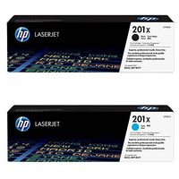 HP 201X (CF401X) Cyan High Yield Original LaserJet Toner Cartridge and HP 201X (CF400X) Black High Yield Original LaserJet Toner Cartridge Bundle