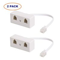 2 Pack Telephone Splitter, Two Way RJ11 6P4C 1 Male to 2 Female Converter Adaptor, RJ11 Telephone Wall Plate and Separator for Landline
