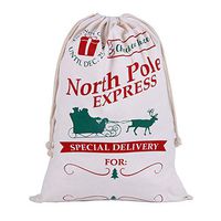 TGS Gems Extra Large Cotton Santa Bag with Drawstring Tie Closure | 39 x 27'' Santa Sack, Stocking Stuffers & Holiday Gifts (1 PC)