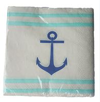 Seaport Beige Pack of 20 Paper Lunch Beverage Napkins Large Blue Anchor