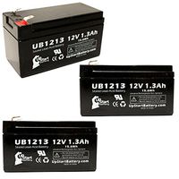 3 Pack Replacement for Napco Alarms MA1000E PAK Battery - Replacement UB1213 Universal Sealed Lead Acid Battery (12V, 1.3Ah, 1300mAh, F1 Terminal, AGM, SLA) - Includes 6 F1 to F2 Terminal Adapters
